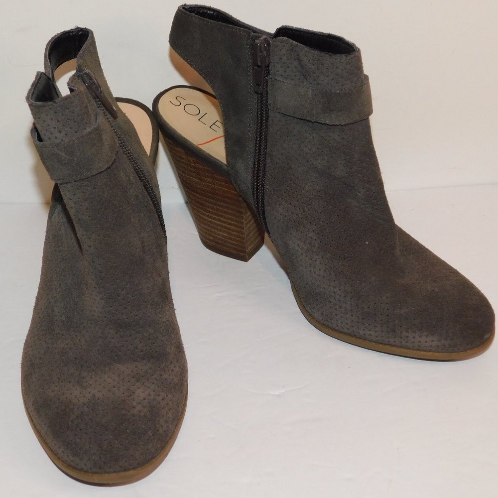 Sole Society Side Zip Booties Open Back Size 7B